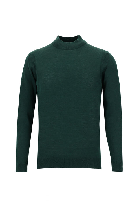 Navy Blue Semi-Turtleneck Regular Fit Knitted Sweater