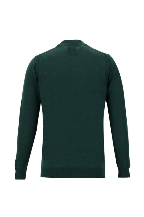 Navy Blue Semi-Turtleneck Regular Fit Knitted Sweater