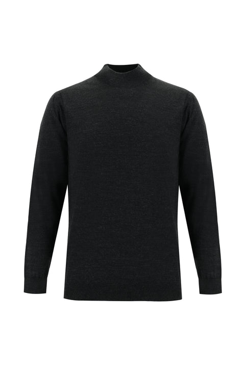 Orta Antrasit Yarım Balıkçı Yaka Regular Fit Triko Kazak