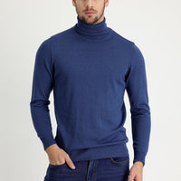 İndigo Melanj Balıkçı Yaka Regular Fit Triko Kazak