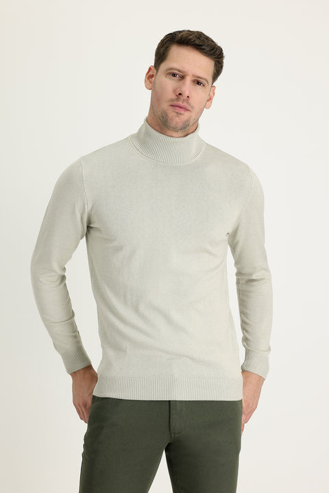 Taş Balıkçı Yaka Regular Fit Pamuklu Triko Kazak