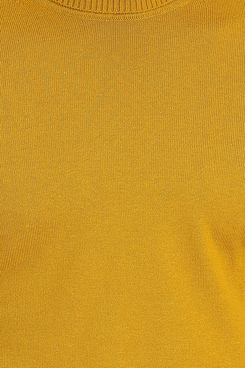 Hardal Balıkçı Yaka Regular Fit Pamuklu Triko Kazak