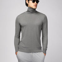 Orta Gri Melanj Balıkçı Yaka Regular Fit Triko Kazak