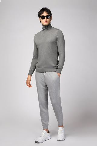  Orta Gri Melanj Balıkçı Yaka Regular Fit Triko Kazak