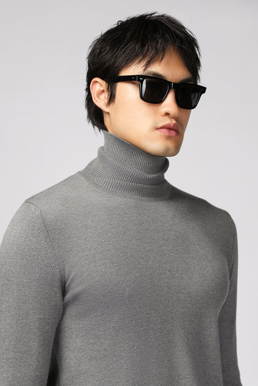 Orta Gri Melanj Balıkçı Yaka Regular Fit Triko Kazak