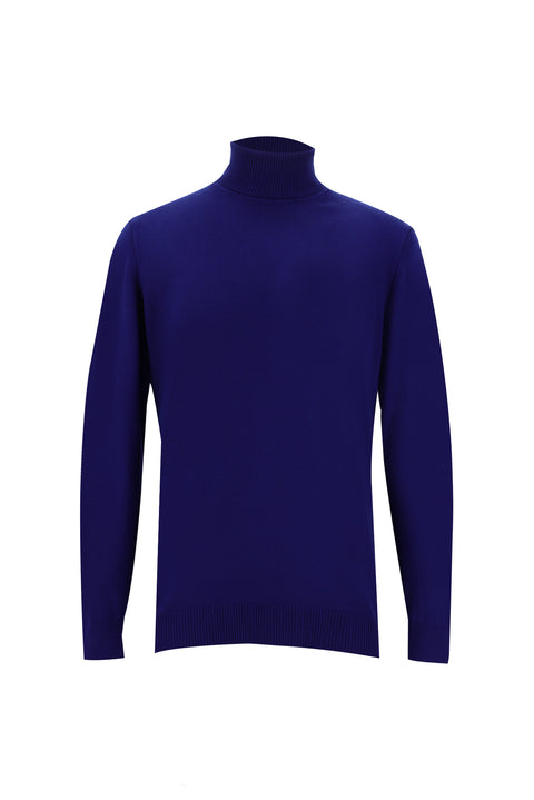 Saks Mavi Balıkçı Yaka Regular Fit Triko Kazak