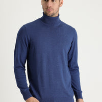 İndigo Melanj Balıkçı Yaka Regular Fit Triko Kazak