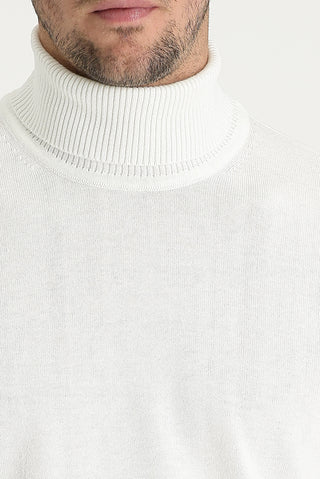  Ekru Balıkçı Yaka Regular Fit Pamuklu Triko Kazak