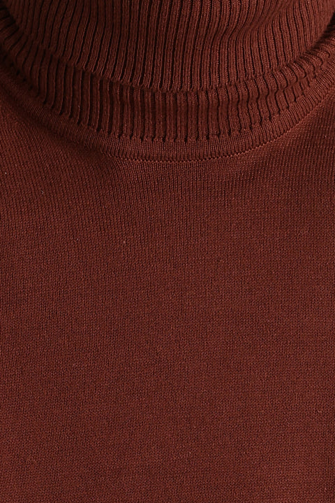 Kiremit Balıkçı Yaka Regular Fit Triko Kazak