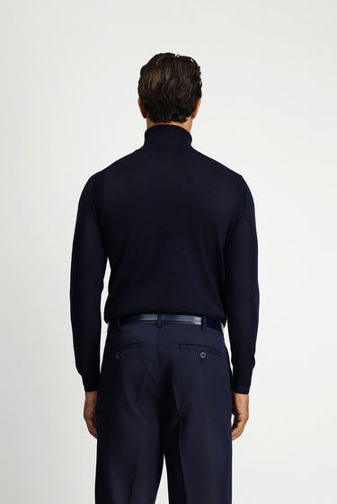 Koyu Lacivert Balıkçı Yaka Regular Fit Yünlü Triko Kazak