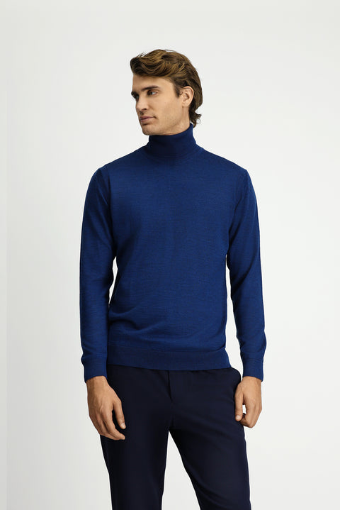 Koyu Petrol Balıkçı Yaka Regular Fit Yünlü Triko Kazak