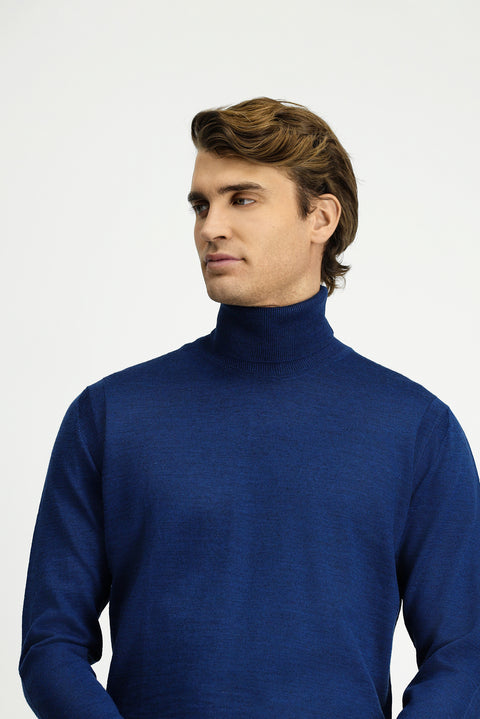 Koyu Petrol Balıkçı Yaka Regular Fit Yünlü Triko Kazak