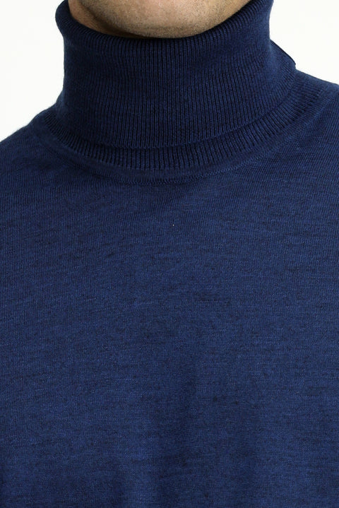 Koyu Petrol Balıkçı Yaka Regular Fit Yünlü Triko Kazak