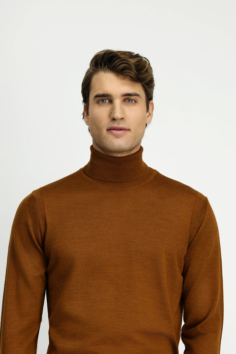 Tarçın  Balıkçı Yaka Regular Fit Yünlü Triko Kazak