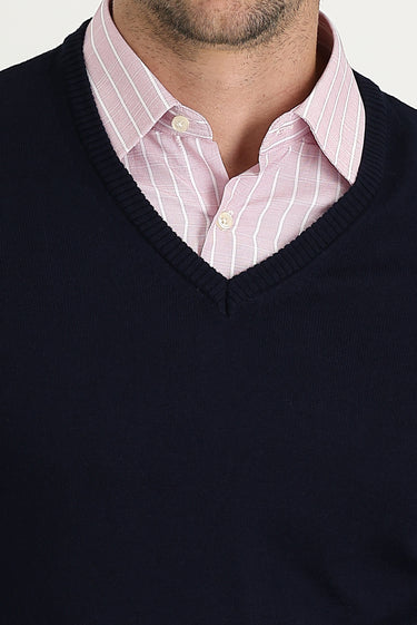 Koyu Lacivert V Yaka Regular Fit Triko Kazak