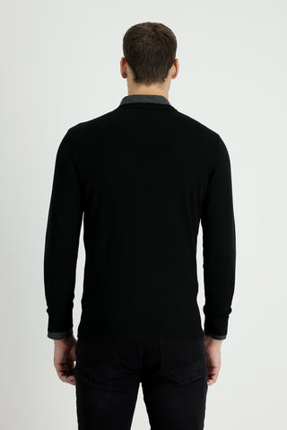  Siyah V Yaka Regular Fit Triko Kazak