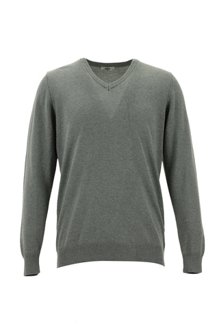  Orta Gri Melanj V Yaka Regular Fit Triko Kazak