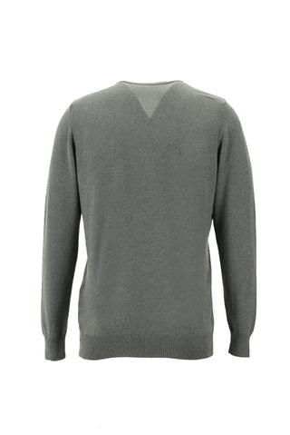  Orta Gri Melanj V Yaka Regular Fit Triko Kazak