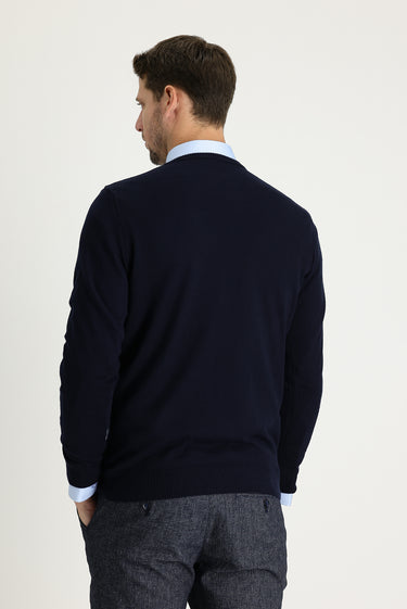 Koyu Lacivert V Yaka Regular Fit Triko Kazak