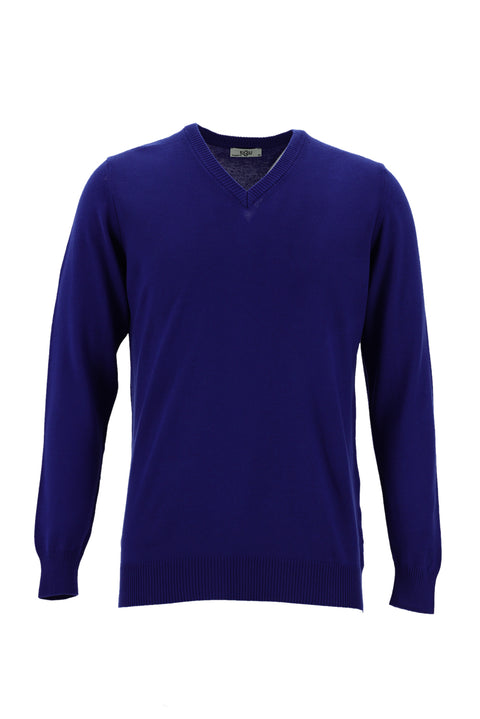 Saks Mavi V Yaka Regular Fit Triko Kazak