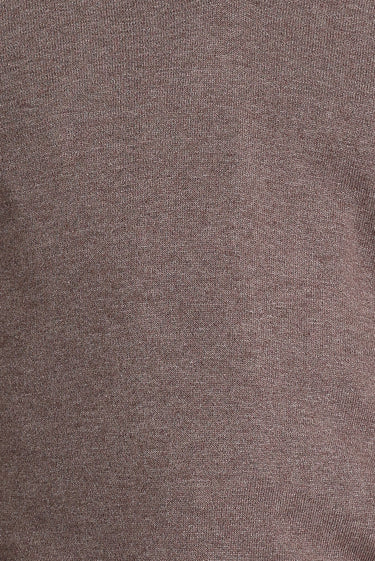 Açık Kahve Melanj V Yaka Regular Fit Triko Kazak