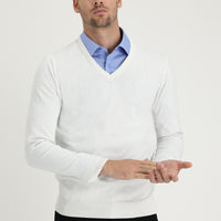 Ekru V Yaka Regular Fit Triko Kazak