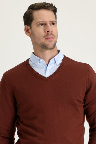  Kiremit V Yaka Regular Fit Triko Kazak