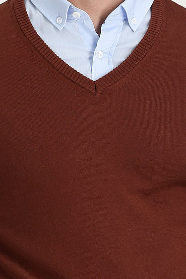  Kiremit V Yaka Regular Fit Triko Kazak