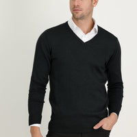Koyu Antrasit V Yaka Regular Fit Triko Kazak