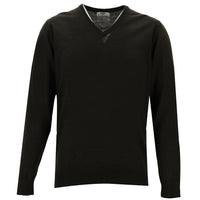 Koyu Kahve V Yaka Regular Fit Yünlü Triko Kazak