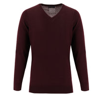 Koyu Bordo V Yaka Regular Fit Yünlü Triko Kazak