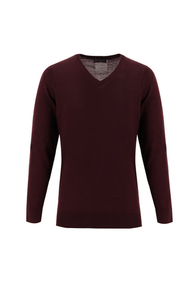  Koyu Bordo V Yaka Regular Fit Triko Kazak