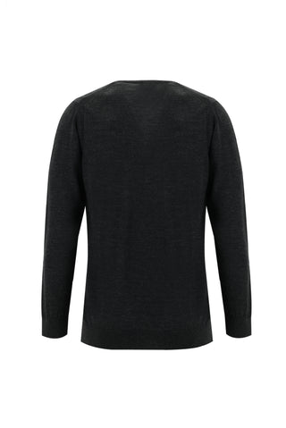  Orta Antrasit V Yaka Regular Fit Yünlü Triko Kazak