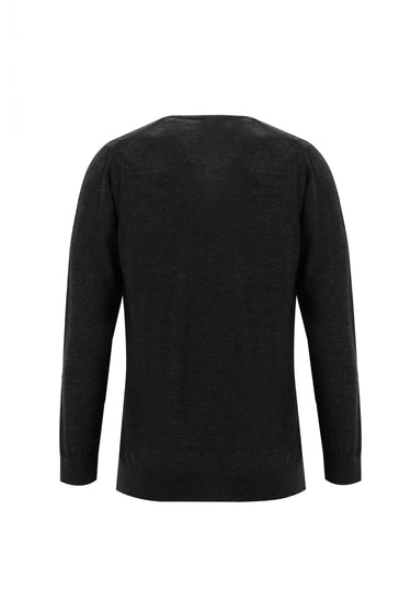 Orta Antrasit V Yaka Regular Fit Yünlü Triko Kazak