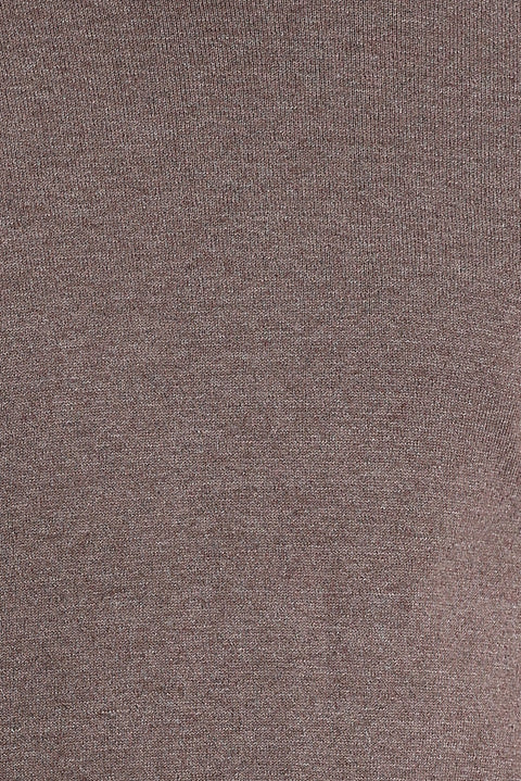 Açık Kahve Melanj Bisiklet Yaka Regular Fit Triko Kazak