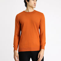 Orta Turuncu Bisiklet Yaka Slim Fit Dar Kesim Pamuklu Triko Kazak