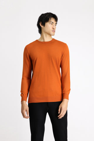  Orta Turuncu Bisiklet Yaka Slim Fit Dar Kesim Pamuklu Triko Kazak