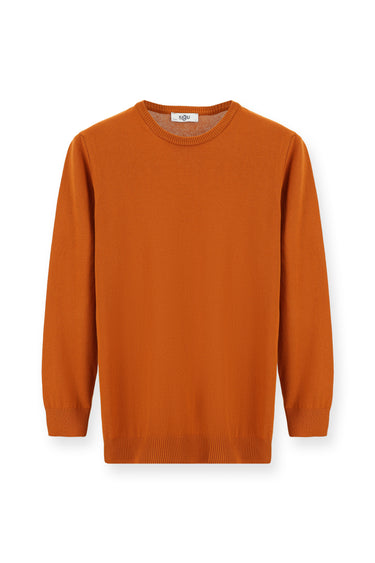 Orta Turuncu Bisiklet Yaka Slim Fit Dar Kesim Pamuklu Triko Kazak