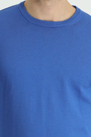  Koyu Mavi  Bisiklet Yaka Regular Fit Pamuklu Triko Kazak