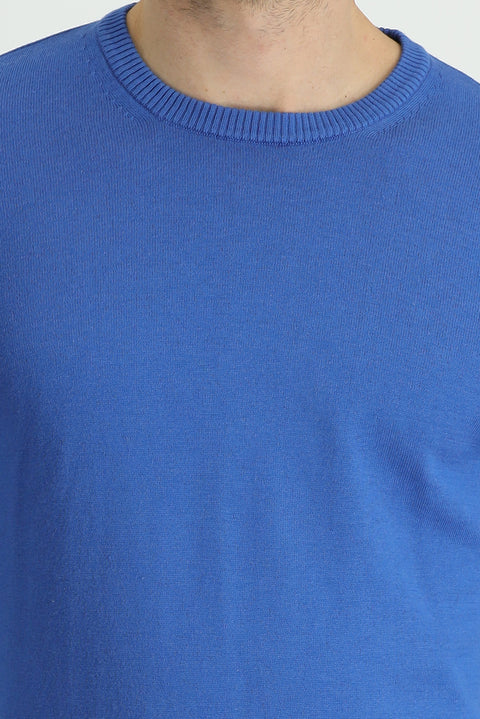 Koyu Mavi  Bisiklet Yaka Regular Fit Pamuklu Triko Kazak