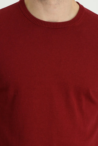  Açık Bordo Bisiklet Yaka Regular Fit Pamuklu Triko Kazak