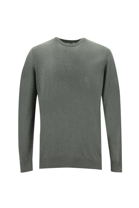 Orta Gri Melanj Bisiklet Yaka Regular Fit Triko Kazak