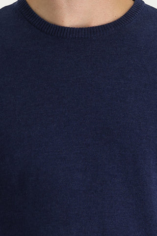  Orta Lacivert Melanj Bisiklet Yaka Regular Fit Triko Kazak