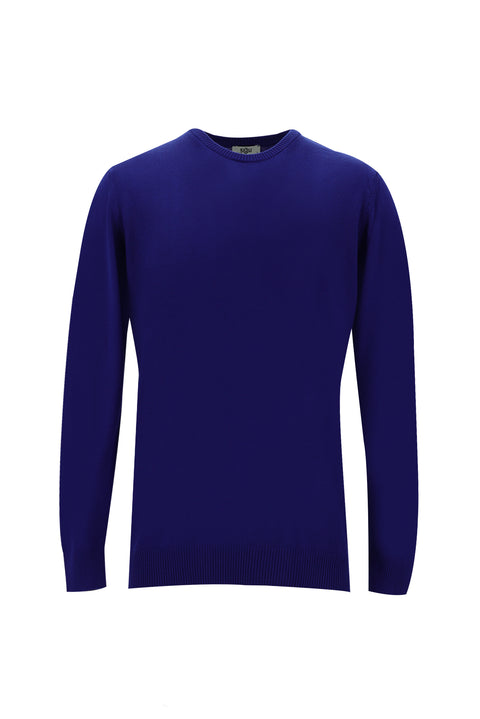 Saks Mavi Bisiklet Yaka Regular Fit Triko Kazak