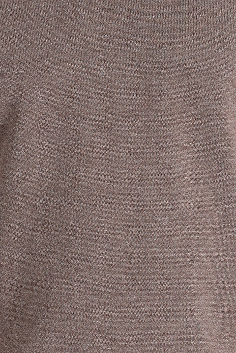 Açık Kahve Melanj Bisiklet Yaka Regular Fit Triko Kazak