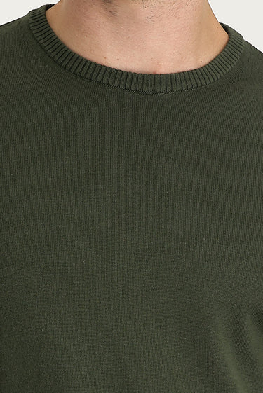 Orta Haki Bisiklet Yaka Regular Fit Triko Kazak