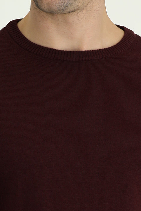 Koyu Bordo Bisiklet Yaka Regular Fit Triko Kazak