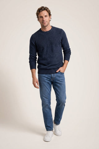  İndigo Bisiklet Yaka Slim Fit Dar Kesim Desenli Triko Kazak