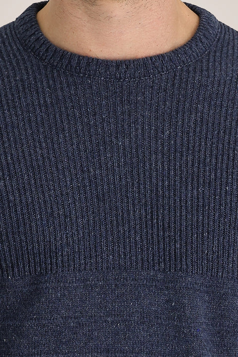 İndigo Bisiklet Yaka Slim Fit Dar Kesim Desenli Triko Kazak