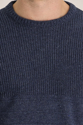  İndigo Bisiklet Yaka Slim Fit Dar Kesim Desenli Triko Kazak